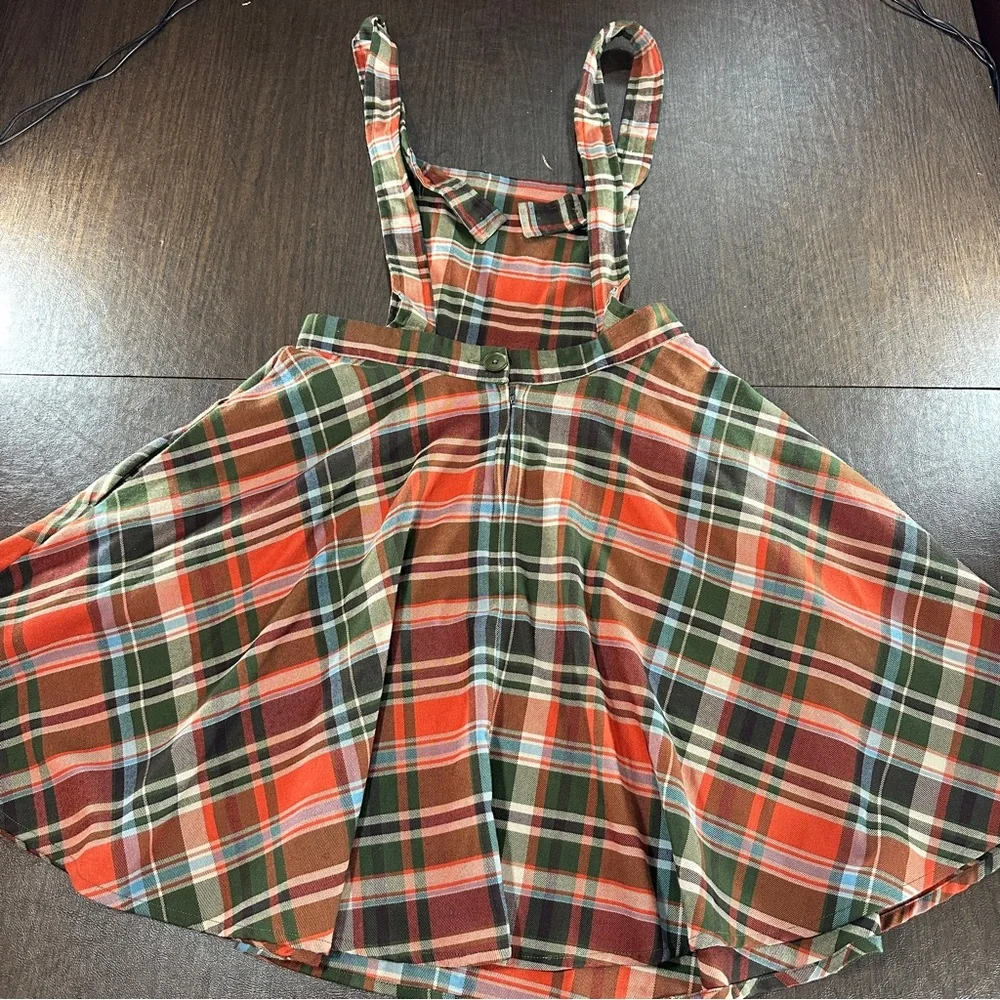 Hell Bunny Plaid Suspender Skirt- Fall/Autumn Skirt Dress - Picture 7 of 13